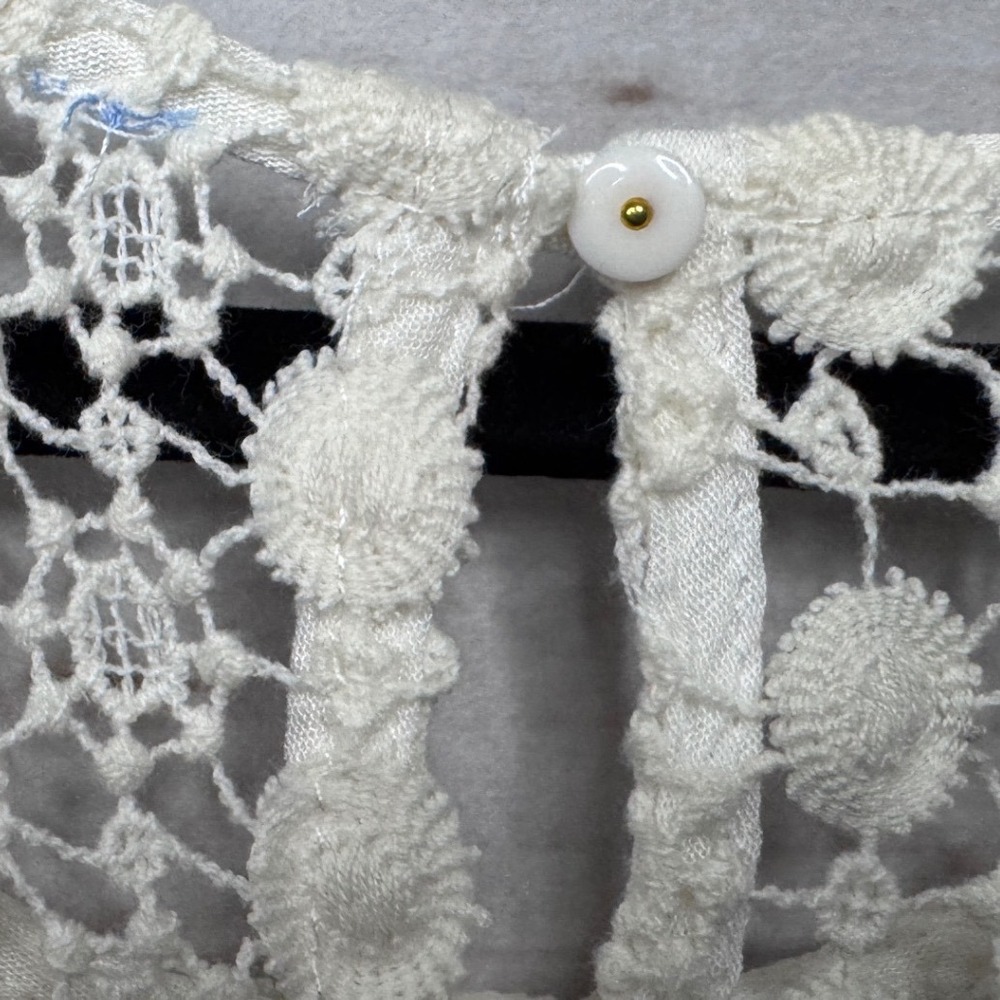 Pretty Angel White Crochet Lace Ruffle Hem Sleeveless Dress Large Boho Ren Faie - Picture 3 of 9